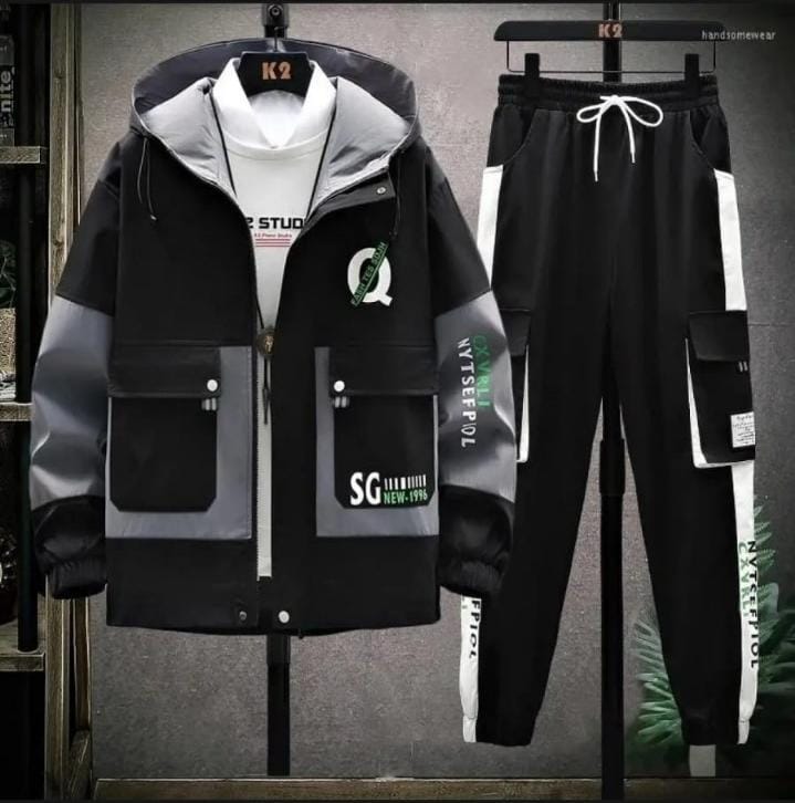 Men’s Fleece Cargo Track Suit – 2 Piece Stylish & Comfortable Set