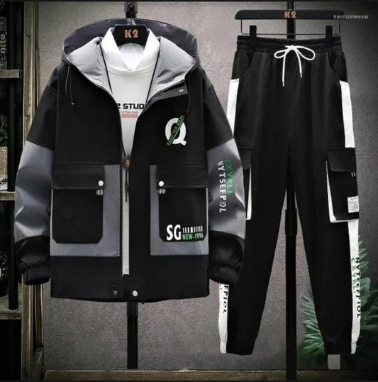 Men’s Fleece Cargo Track Suit – 2 Piece Stylish & Comfortable Set
