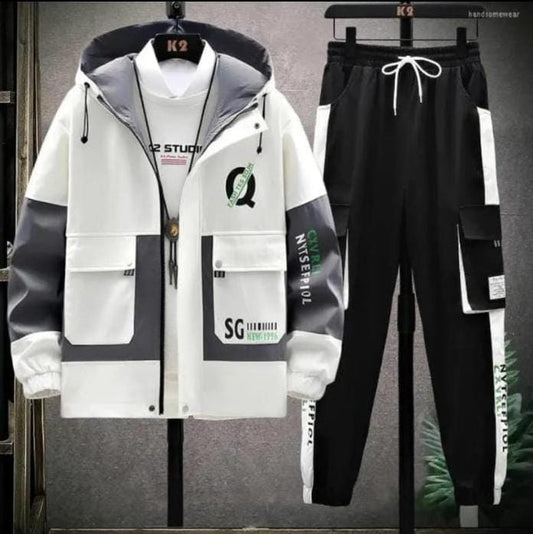 Men’s Fleece Cargo Track Suit – 2 Piece Stylish & Comfortable Set